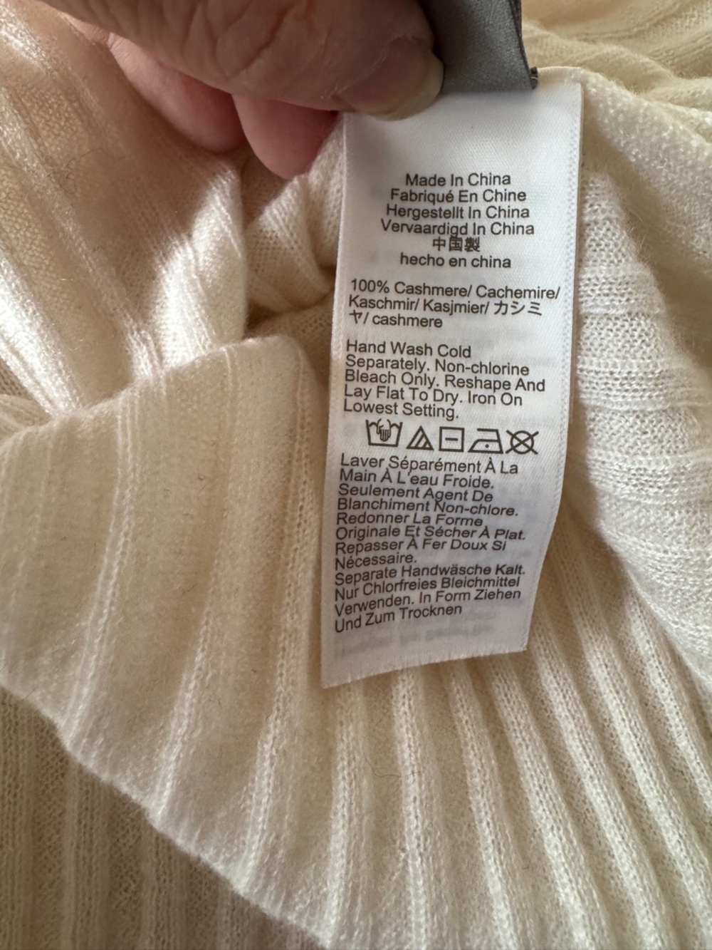 NWT J. CREW New Ribbed Featherweight 100% Cashmere T-shirt Snow White M *NOTE* - Picture 7 of 12